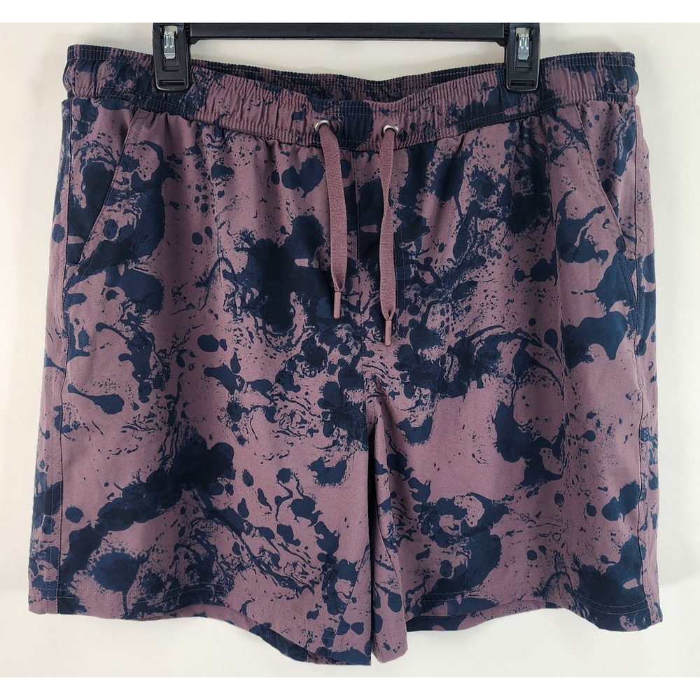 VRST 7" All In Swim Shorts Men's XL Pockets Drawstring Deep Mauve Navy Lined
